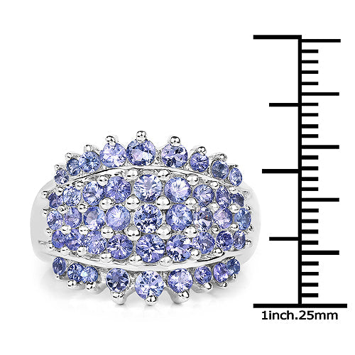 2.35 Carat Genuine Tanzanite Sterling Silver Engagement Ring