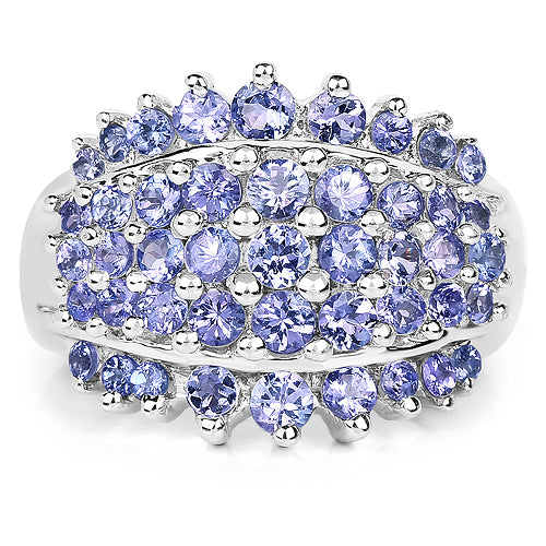 2.35 Carat Genuine Tanzanite Sterling Silver Engagement Ring