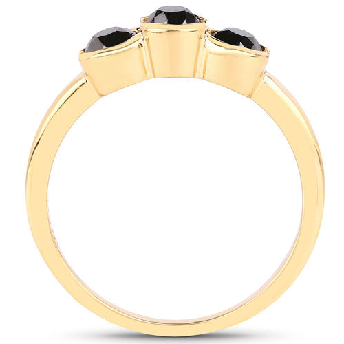 1.16 Carat Genuine Black Diamond Sterling Silver Engagement Ring