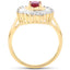 14K Yellow Gold Plated Ruby and White Topaz Cocktail Ring