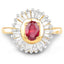 14K Yellow Gold Plated Ruby and White Topaz Cocktail Ring