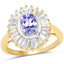 Bague en Tanzanite et Topaze Blanche Plaquée Or Jaune 14K