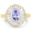 Bague en Tanzanite et Topaze Blanche Plaquée Or Jaune 14K