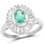 Bague Halo en Émeraude Zambienne de 2,16 Carats et Topaze Blanche