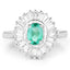 Bague Halo en Émeraude Zambienne de 2,16 Carats et Topaze Blanche