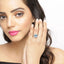 Anillo de Compromiso de Topacio Azul de 7.18 Quilates y Topacio Blanco en Plata Esterlina