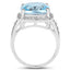 Anillo de Compromiso de Topacio Azul de 7.18 Quilates y Topacio Blanco en Plata Esterlina