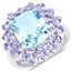 Anillo de plata esterlina con topacio azul y tanzanita de 11.22 quilates