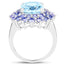 Anillo de plata esterlina con topacio azul y tanzanita de 11.22 quilates