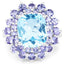 Anillo de plata esterlina con topacio azul y tanzanita de 11.22 quilates
