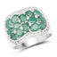 2.20 Carat Genuine Emerald & White Topaz Sterling Silver Ring