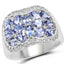 Bague en argent sterling avec tanzanite véritable de 2,62 carats et topaze blanche