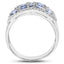 Bague en argent sterling avec tanzanite véritable de 2,62 carats et topaze blanche