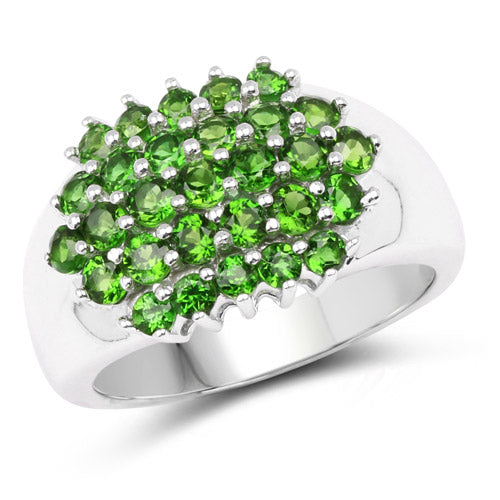 Bague de fiançailles en argent sterling avec chrome diopside véritable de 1,93 carat