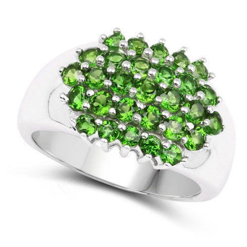 Bague de fiançailles en argent sterling avec chrome diopside véritable de 1,93 carat