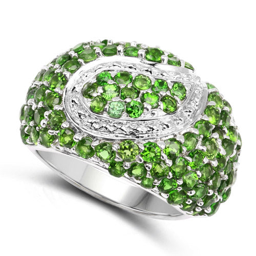 5.18 Carat Genuine Chrome Diopside Sterling Silver Engagement Ring