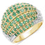 Bague en argent sterling avec émeraude véritable de 2,16 carats et topaze blanche