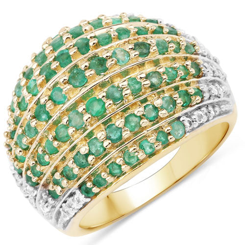 Bague en argent sterling avec émeraude véritable de 2,16 carats et topaze blanche