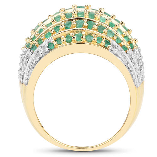 Bague en argent sterling avec émeraude véritable de 2,16 carats et topaze blanche