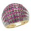 14K Yellow Gold Plated Ruby & White Topaz Cluster Ring
