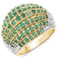 Anillo de Esmeralda Zambiana de 2.16 Quilates y Topacio Blanco en Plata Esterlina