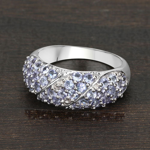 1.48 Carat Genuine Tanzanite Sterling Silver Engagement Ring