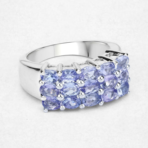 2.55 Carat Genuine Tanzanite Sterling Silver Engagement Ring