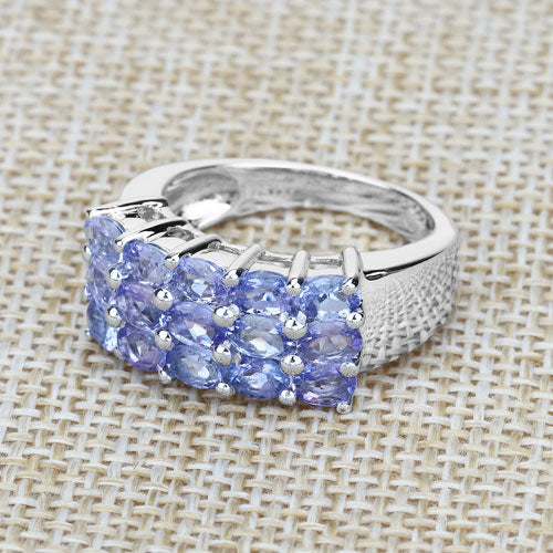 2.55 Carat Genuine Tanzanite Sterling Silver Engagement Ring