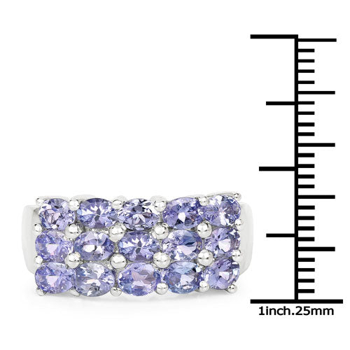 2.55 Carat Genuine Tanzanite Sterling Silver Engagement Ring