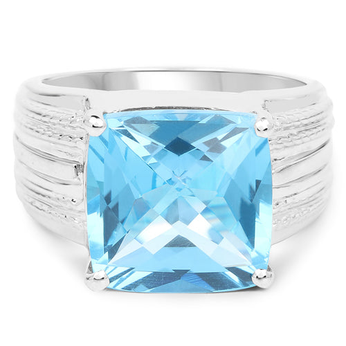 7.50 Carat Genuine Swiss Blue Topaz Sterling Silver Ring