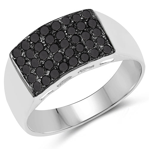 0.43 Carat Genuine Black Diamond Sterling Silver Engagement Ring