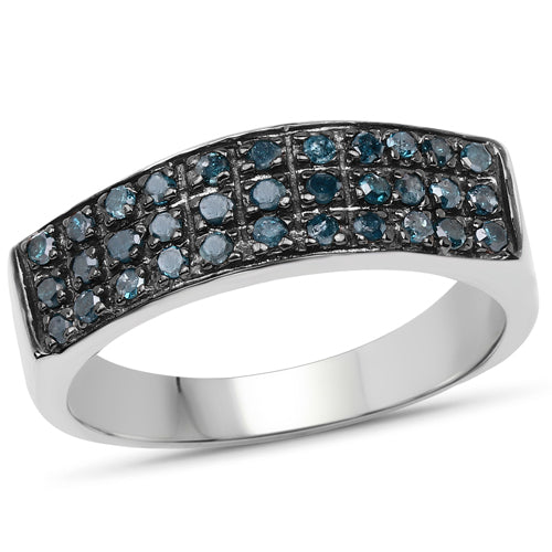 0.40 Carat Genuine Blue Diamond Sterling Silver Engagement Ring