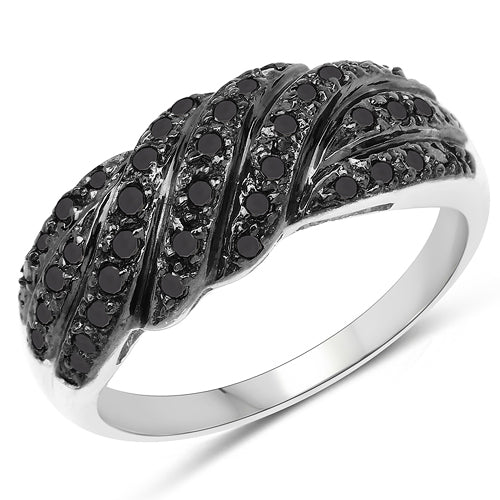 Bague de fiançailles en argent sterling avec diamant noir véritable de 0,35 carat