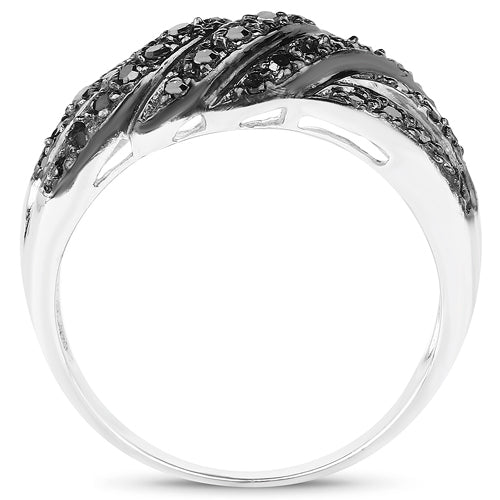 Bague de fiançailles en argent sterling avec diamant noir véritable de 0,35 carat