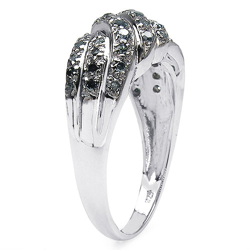 0.36 Carat Genuine Blue Diamond Sterling Silver Engagement Ring