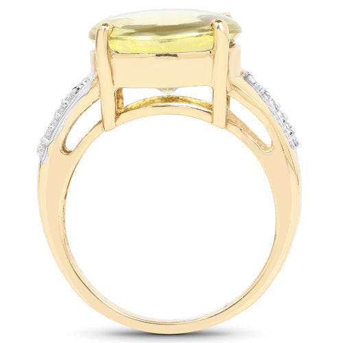 Bague en Topaze Citron et Diamant Plaquée Or Jaune 14K