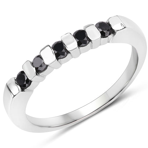 0.50 Carat Genuine Black Diamond Sterling Silver Ring