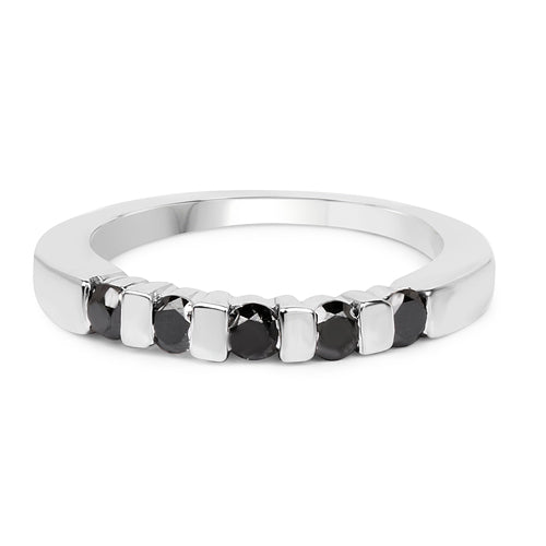 0.50 Carat Genuine Black Diamond Sterling Silver Ring