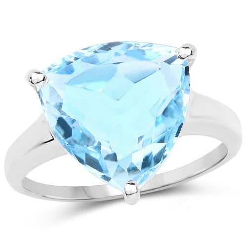 9.00 Carat Genuine Blue Topaz Sterling Silver Ring