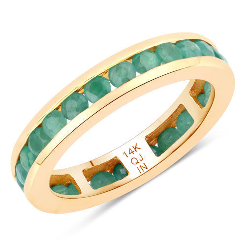 1.43 Carat Genuine Emerald 14K Yellow Gold Engagement Ring