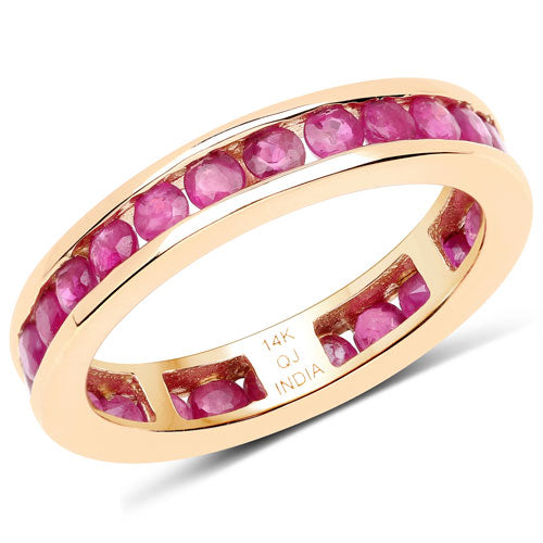 Bague de fiançailles en rubis véritable de 1,95 carat en or jaune 14K