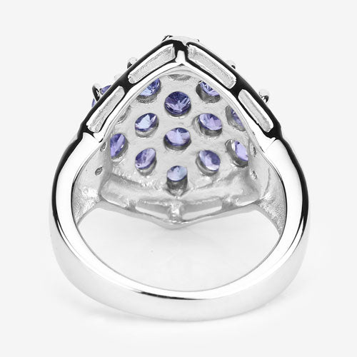 Anillo de Plata Esterlina con Tanzanita y Topacio Blanco de 2.41 Quilates