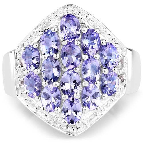 Anillo de Plata Esterlina con Tanzanita y Topacio Blanco de 2.41 Quilates