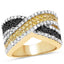 Bague en Diamant Noir, Blanc et Jaune Plaquée Or Jaune 14K