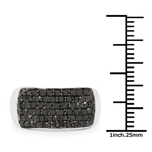 1.21 Carat Genuine Black Diamond Sterling Silver Engagement Ring
