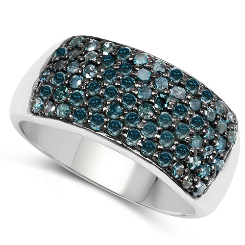 1.17 Carat Genuine Blue Diamond Sterling Silver Engagement Ring