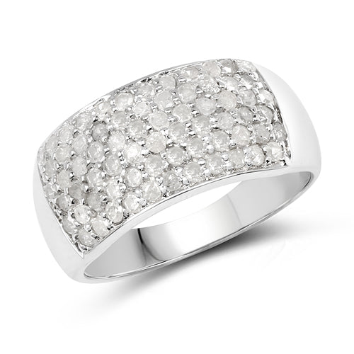 Anillo de Compromiso de Diamante Blanco Genuino de 1.21 Quilates en Plata de Ley