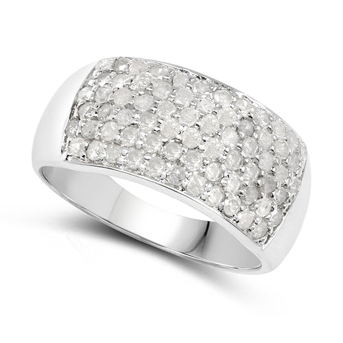Anillo de Compromiso de Diamante Blanco Genuino de 1.21 Quilates en Plata de Ley
