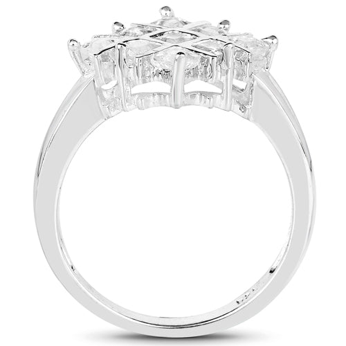 Bague en saphir blanc véritable de 1,08 carat en argent sterling .925