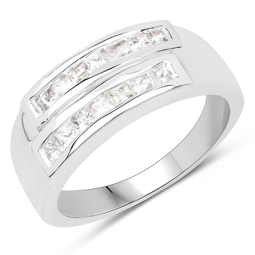 Bague de fiançailles en saphir blanc de 0,70 carat en argent sterling